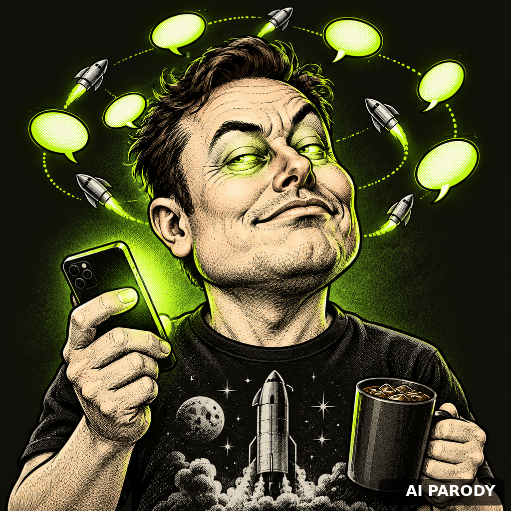 AI parody caricature: klone of @elonmusk